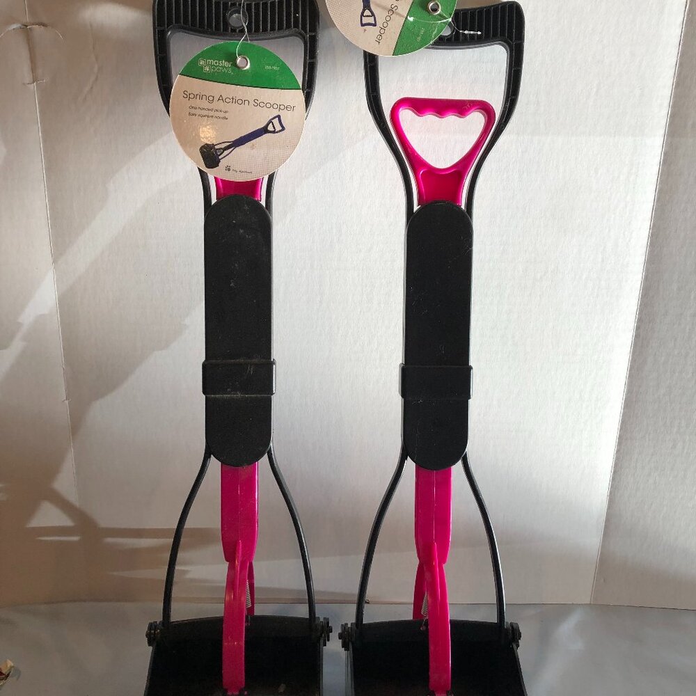 LOT of 2 Master Paws PINK Pooper Scooper Spring Action 24" #UPST